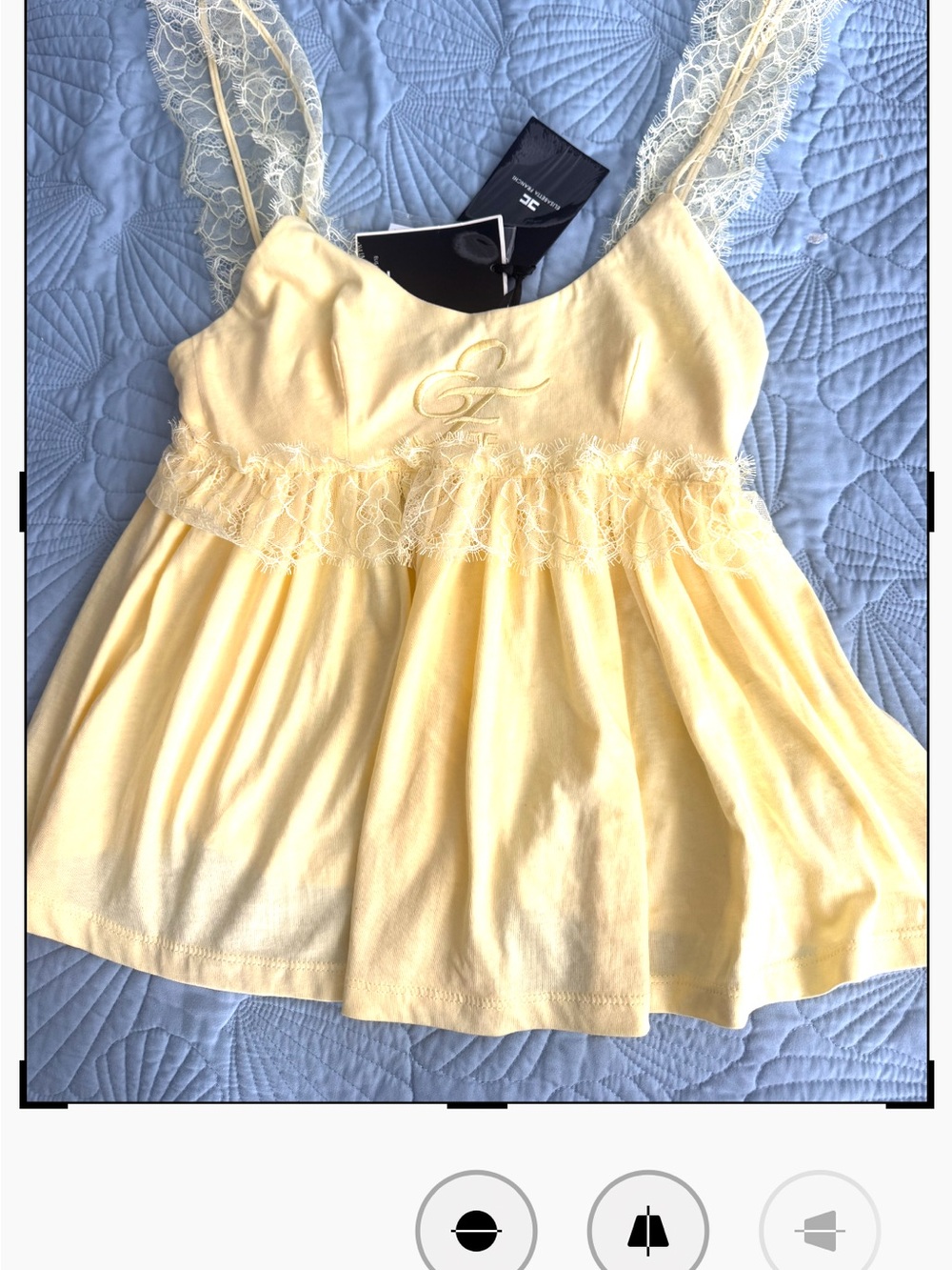 Delicate Lace-Trim Yellow Camisole Tank Top Elisabetta Franchi Italy